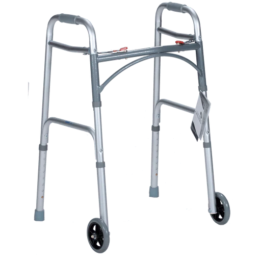 Junior Two Button Folding Walker w/ 5" Wheels, 25" - 32", 1pc/bag | Quantity - 1x EA - Image 3