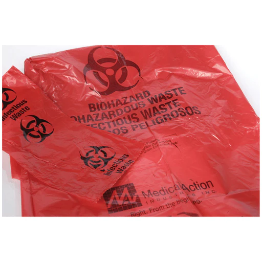 MEDEGEN INFECTIOUS WASTE BAGS - Waste Bag, 40" x 46" Red, F-Code Series: Pass the ASTMD1922-67, 480 Gram Elmendorf Test, 1.2 mil, 40-45 gal, 100/cs (80 cs/plt) | Quantity - 1x CS - Image 4
